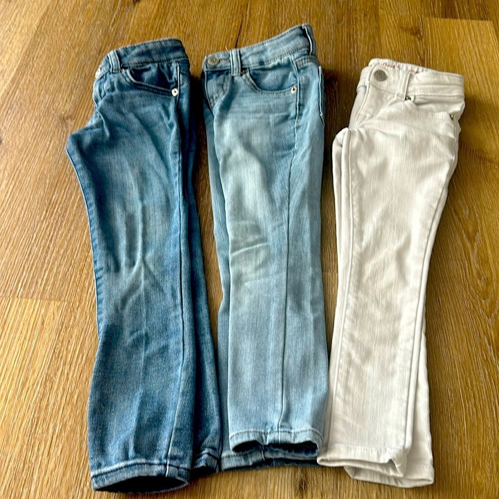 Cat & Jack Kids Skinny Jeans 3 Pack Size‎ 4 Denim White Stretch Pants